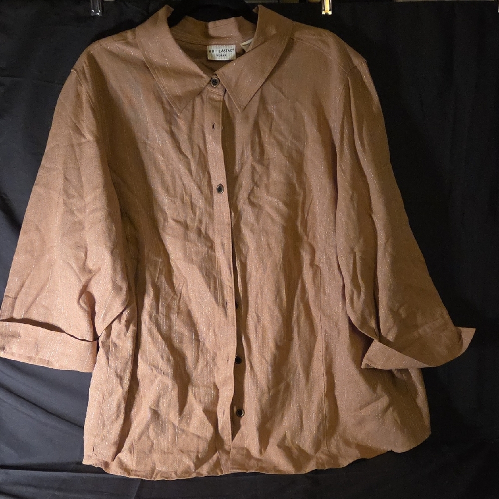 Vintage White Stag Brown Button Down Shirt Sz 22